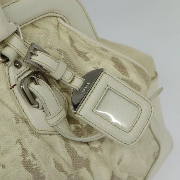 PRADA Shoulder Bag Canvas Silver White Auth - Picture 13 of 16